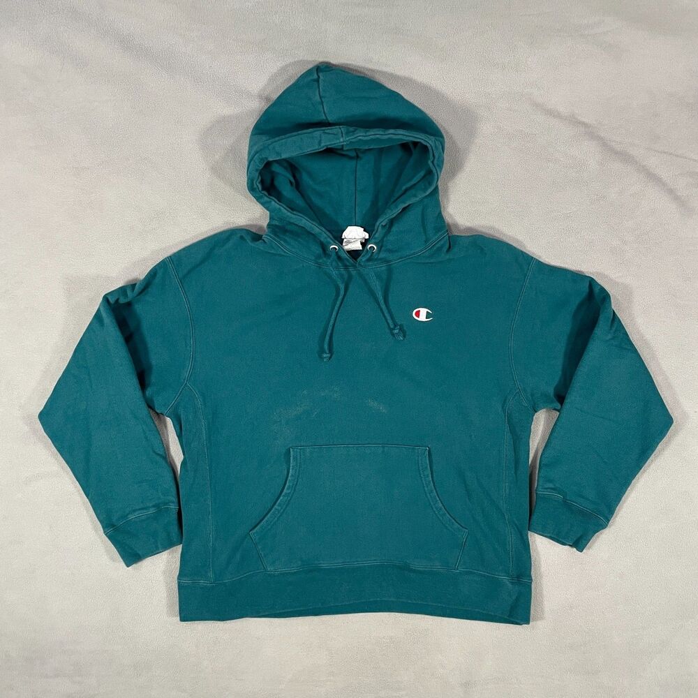 Champion Reverse Weave Hoodie Mens XL Teal Green Heavyweight Sweatshirt